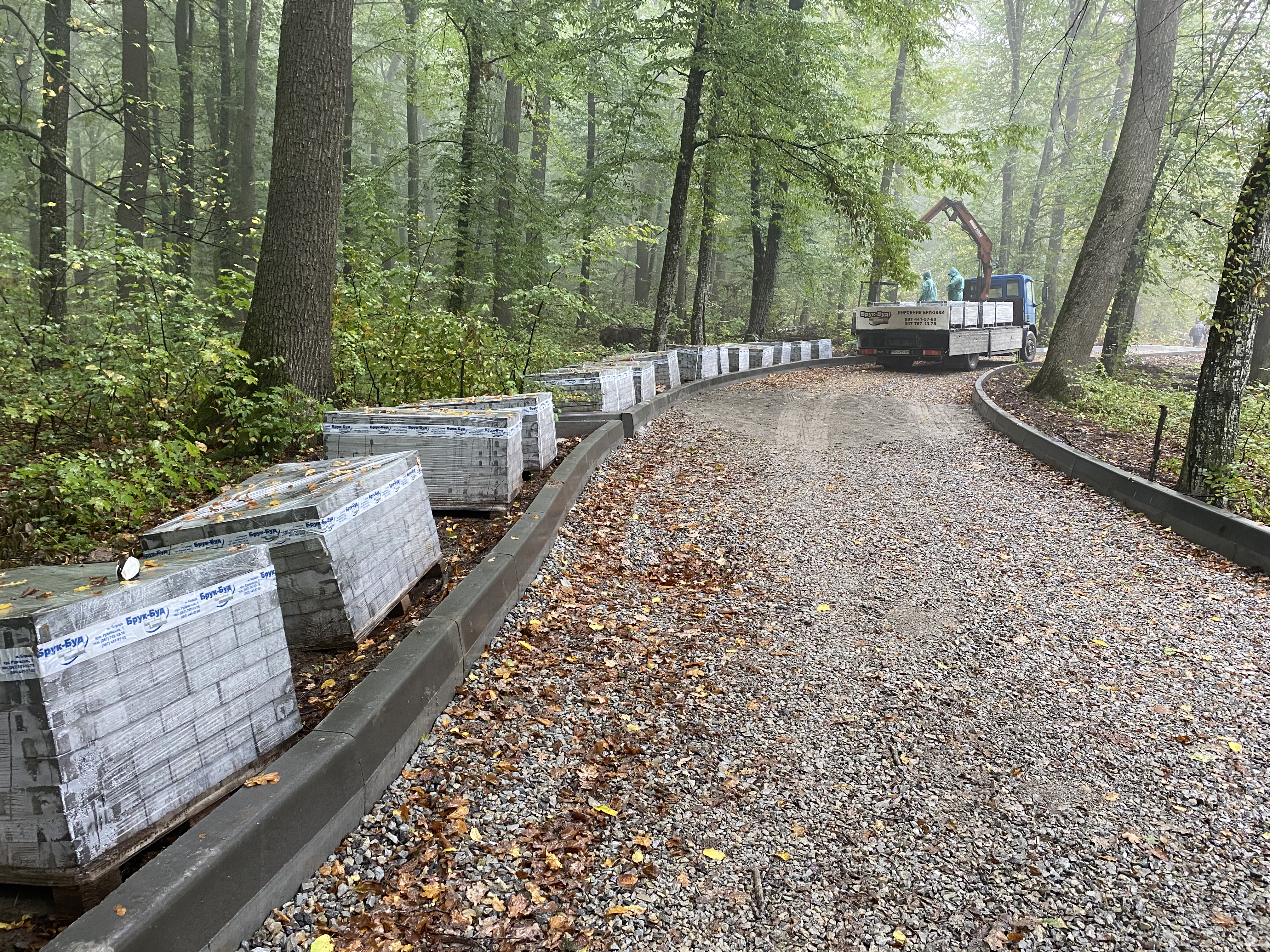 Укладка бруківки в лісопарку